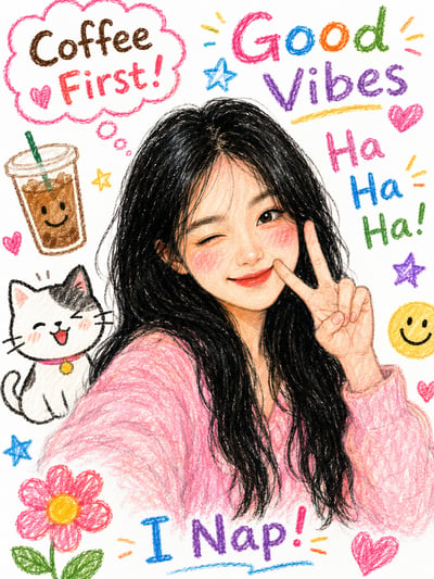 Crayon-Style Playful Portrait Series