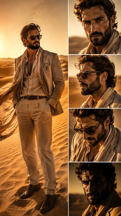 Desert Fashion Film Poster Dual-Column Layout